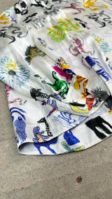 Balenciaga Artist Doodle Graphic Satin Oversized Blouse