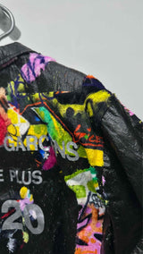 Comme Des Garcons Homme Plus Faux-leather Velvet Hybrid Printed Coach Jacket