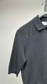 Thom Browne S/S Pointelle-knit Polo Shirt