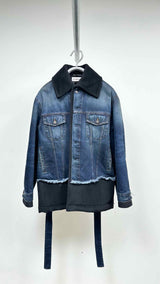 Balenciaga Raw-edge Layered Denim-hybrid Jacket