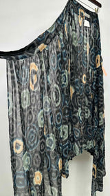 Matsuda Tie-dye Floral Sheer Pleated Wrap Skirt