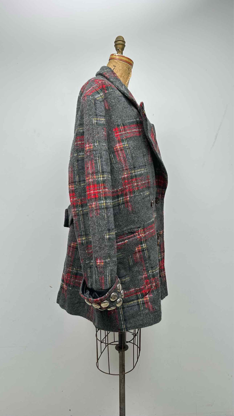 Vaquera Double-brest Tartan-check Studded Hem Oversized Coat