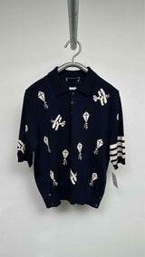 Thom Browne S/S Sky Icons Intarsia Knit Polo Shirt