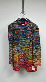 Christian Lacroix Snakeskin-trim Rainbow Tweed Coat