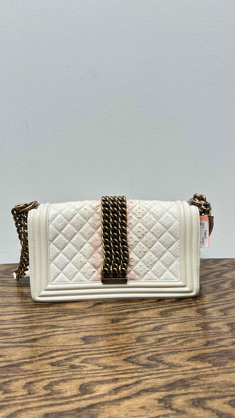 Chanel Python Rock Chain Small Boy Bag