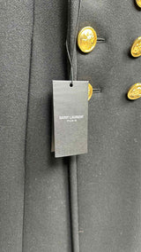 Saint Laurent Metal-button Double-breasted Military Chester Coat