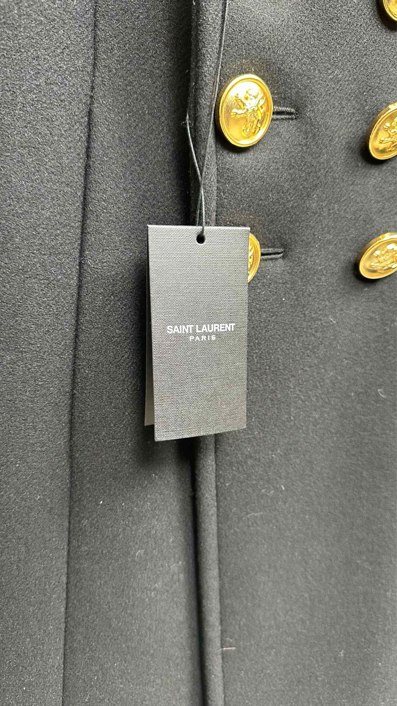 Saint Laurent Metal-button Double-breasted Military Chester Coat