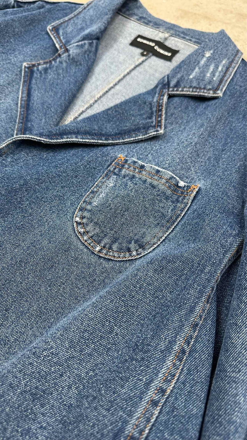 Edward Cuming Distressed Oversized Denim Tailor Jacket