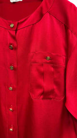 Chanel Collar-less Metal-button Shirt