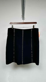 Paco Rabanne Leather Grommets Striped Skirt