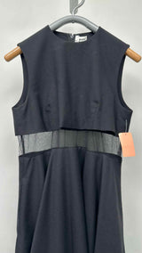 Noir Kei Ninomiya N/S Mesh-trimmed Wool Midi Dress