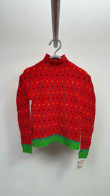 me Issey Miyake L/S Waffle Pleated Printed Mock-neck Top