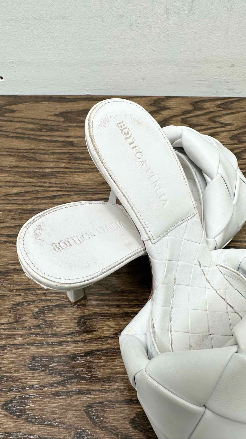 Bottega Veneta Lido Intrecciato Leather Heel Sandals
