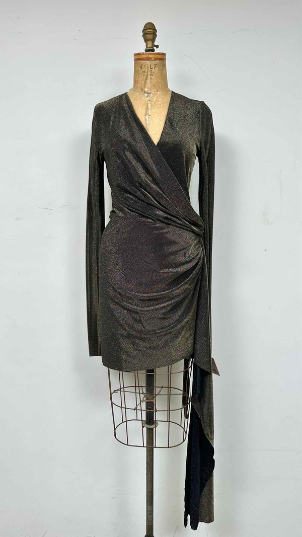 Rick Owens Lilies L/S Glitter Drape Wrap Dress