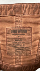 Uma Wang Waxed-denim Twist-strap Cropped Corset Top