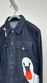 JW Anderson Swan-printed BAck-embroidered Denim Jacket