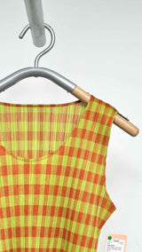 Pleats Please N/S Pleated Check Top