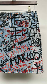 Burberry Graffiti Denim Mini Skirt