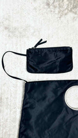 PRADA Silver Cutout Handle Tote Bag