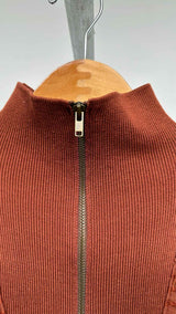 Issey Miyake L/S Quarter-Zip Cable-Knit Long Dress