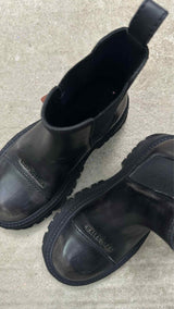 Balenciaga Worn-out Effect Leather Tractor Boots