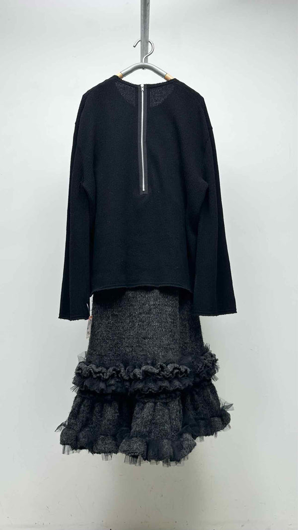 Comme Des Garcons Knit-hybrid Tiered Ruffle-bottom Dress