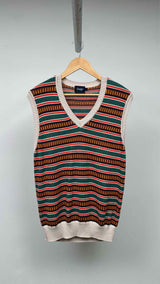Drake's Stripe V-neck Vest