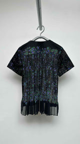 Sacai S/S Back-Pleated Floral Top