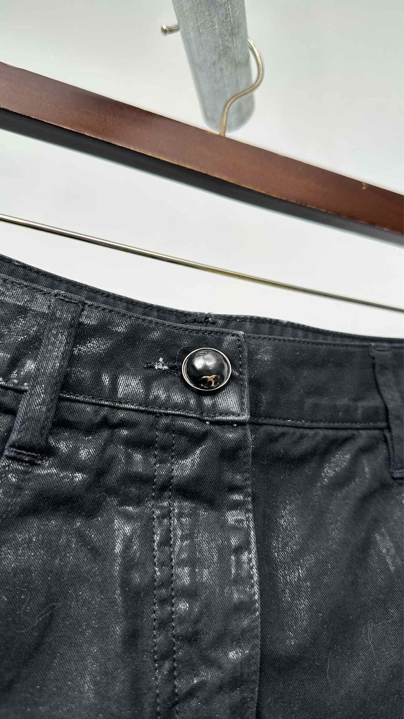 Chanel Waxed Low-end Denim Shorts