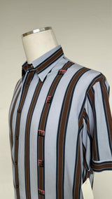 Fendi S/S Logo Stripe Satin Shirt