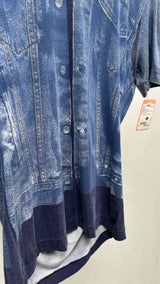 Gaultier Jeans S/S Trompe-L'oeil Denim Jacket Print Top
