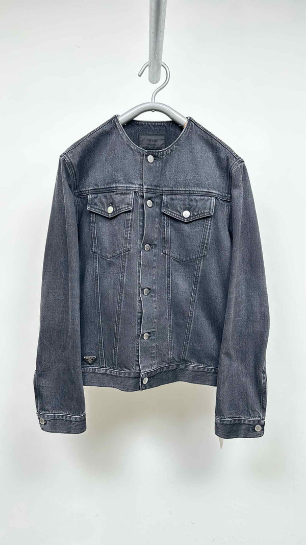 PRADA Collar-less Denim Jacket