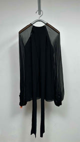 Saint Laurent L/S Silk Layered Mini Tulle Dress