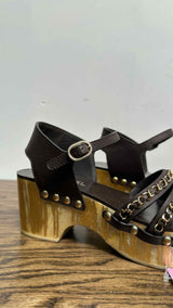 Chanel Chain-detail Ankle-strap Platform Sandals