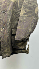 Yohji Yamamoto Pour Homme Leaf-graphic Peach-skin Coat