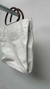 Chanel CC Caviar Wood Tote Bag