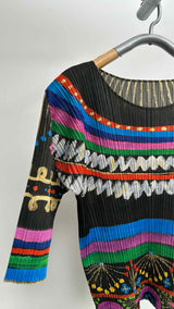 Pleats Please Firework Tribal Print Pleated Top
