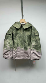 Dries Van Noten Vanilla Brushstroke Print Hooded Balloon Jacket