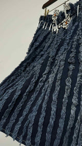 Chopova Lowena Fringe-stripe Denim Skirt
