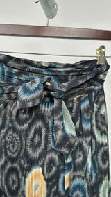 Matsuda Tie-dye Floral Sheer Pleated Wrap Skirt