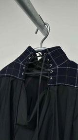 Sacai L/S back-lace Check Tunic Top