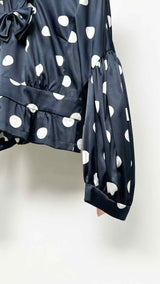 Comme Des Garcons Back-closure Polka-dot Satin Blouse