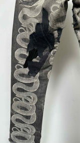 Hysteric Glamour Boro-patchwork Snake-print Jeans