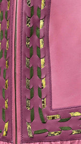 Dsquared2 Ruffle-detailed Bow-embroidered Leather Jacket