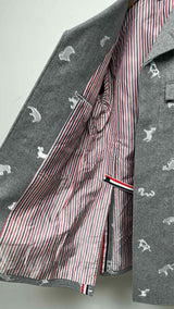 Thom Browne Melton Wool Animal-embroidered Classic Chesterfield Coat