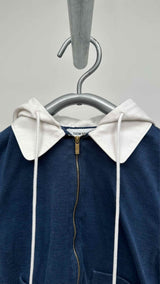 Thom Browne Zip-up Two-tone Cropped Hoodie