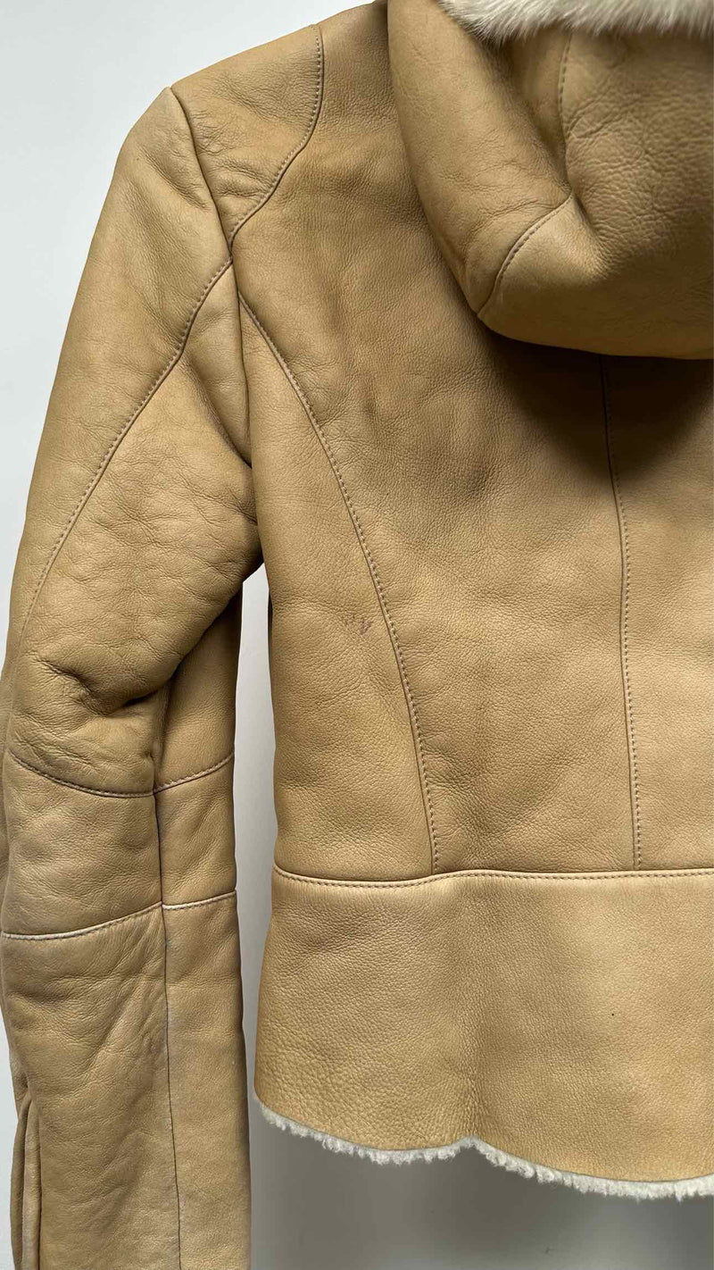 PRADA Hooded Shearling Leather Jacket