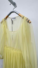 Molly Goddard Puff-sleeve Pleated Mesh Dress