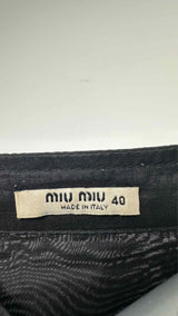 Miu Miu L/S Embroidered Patched Silk Dress