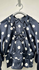 Comme Des Garcons Back-closure Polka-dot Satin Blouse